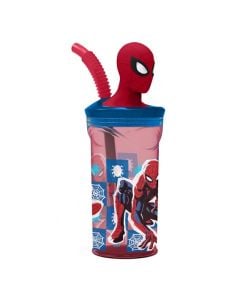 Bicchiere con cannuccia con Spider Man 3D