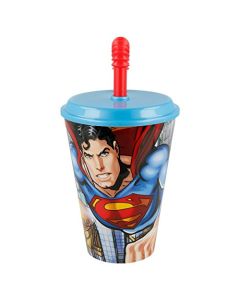 Superman. Bicchiere con cannuccia da 400 ml